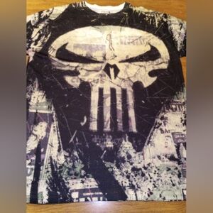 Marvel Official Punisher Black and White Large Graphic Mashup T-Shirt NWT